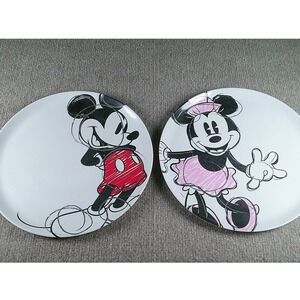 Zak Designs Disney Mickey Minnie Mouse Melamine Plate Set 10 Inch White Red Pink
